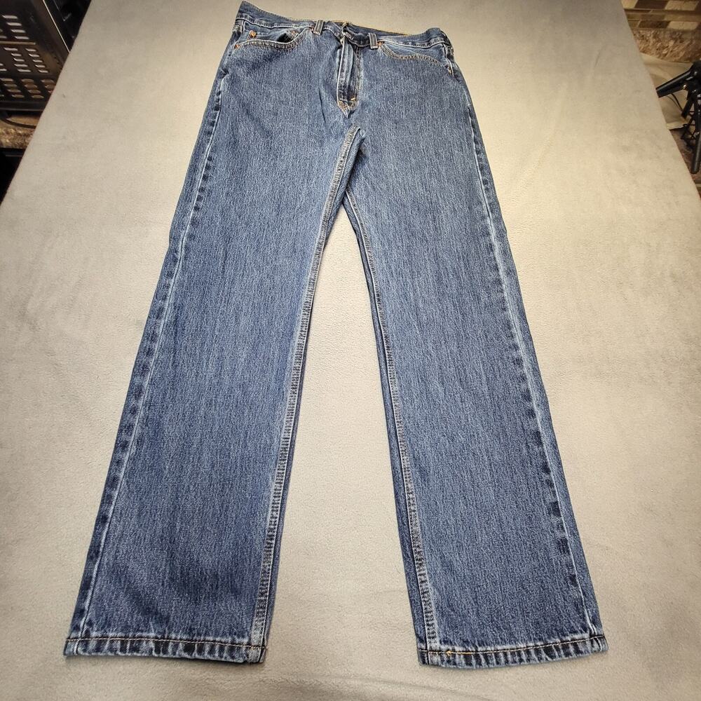 Levi's 505 Jeans Mens 34x31 Blue Regular Fit Straight Leg Denim Distressed